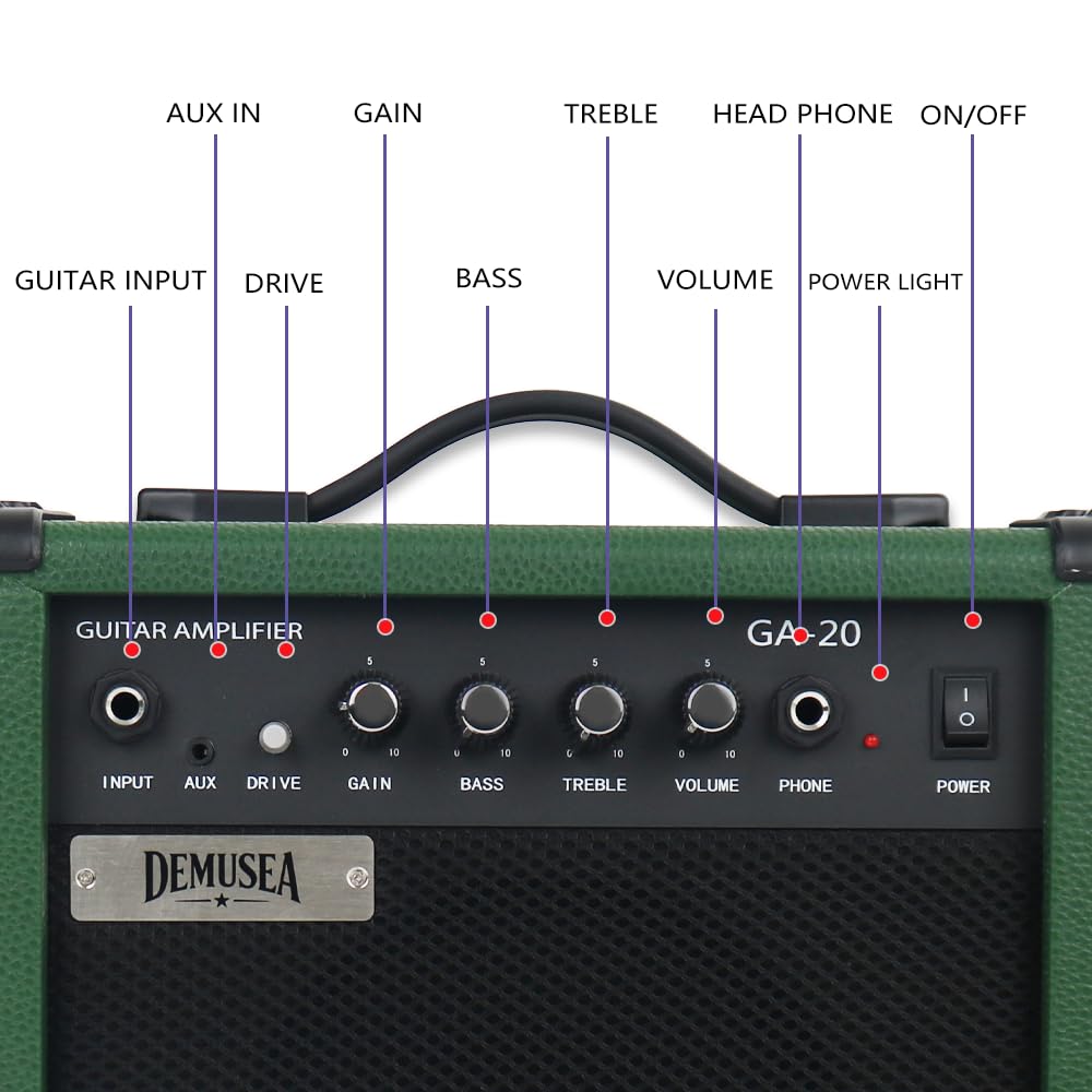 Green Color Electric Guitar With 20W Amplifier Non Recharge Set With All Hardware For Beginner Starter Practice(ST, Dark Green)