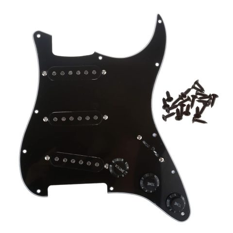 Musiclily Basic Pre-wired Loaded Standard ST-SSS Pickguard Set 3Ply Black