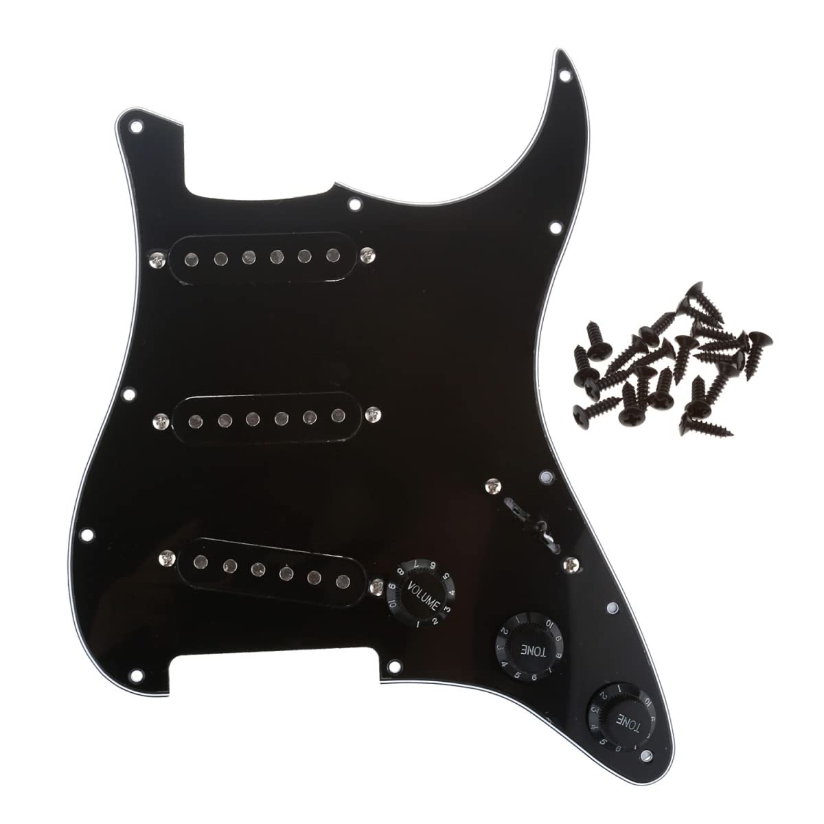 Musiclily Basic Pre-wired Loaded Standard ST-SSS Pickguard Set 3Ply Black