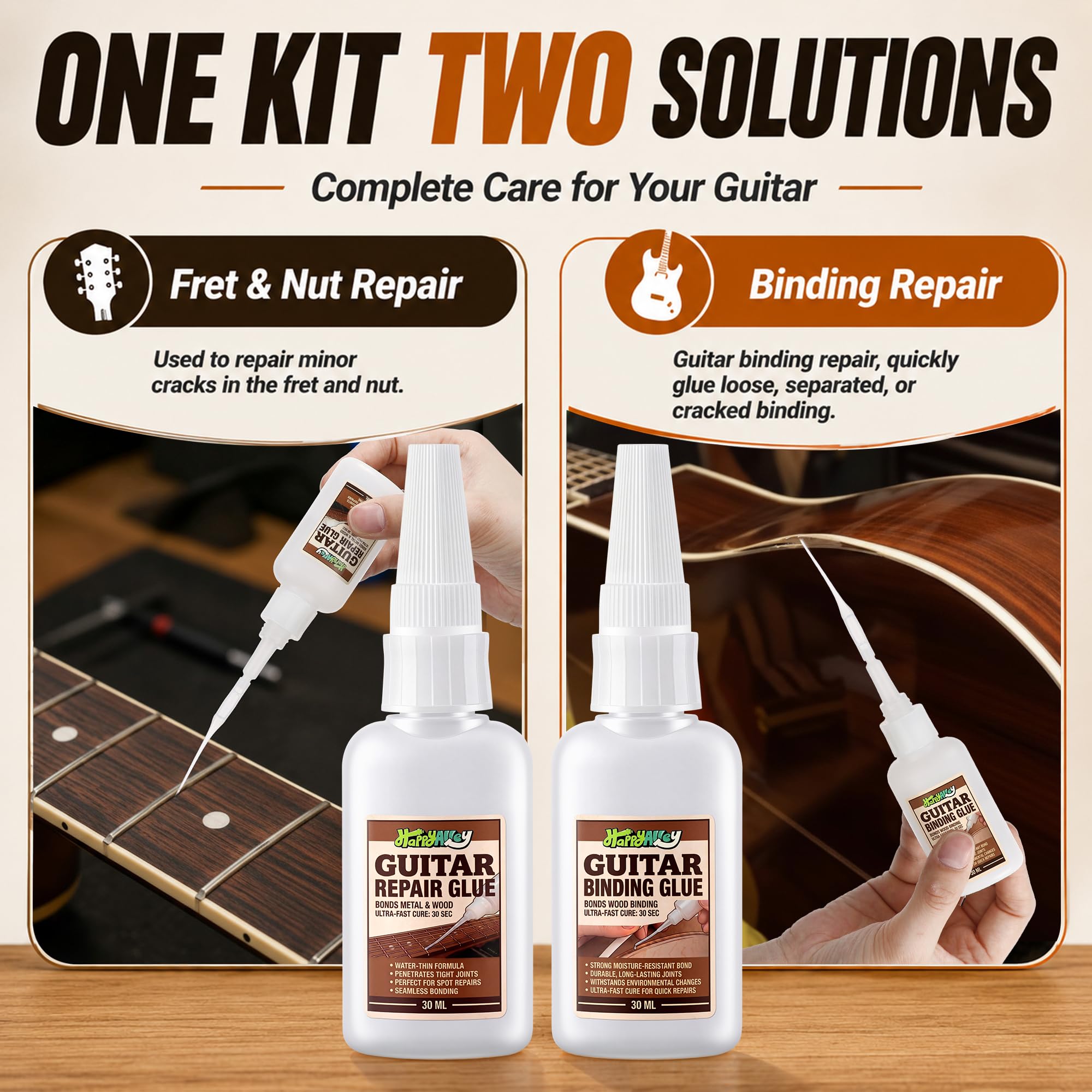 2 Pcs Guitar Nut and Binding Glue Kit, Repair Thin CA Glue for Fret & Nut