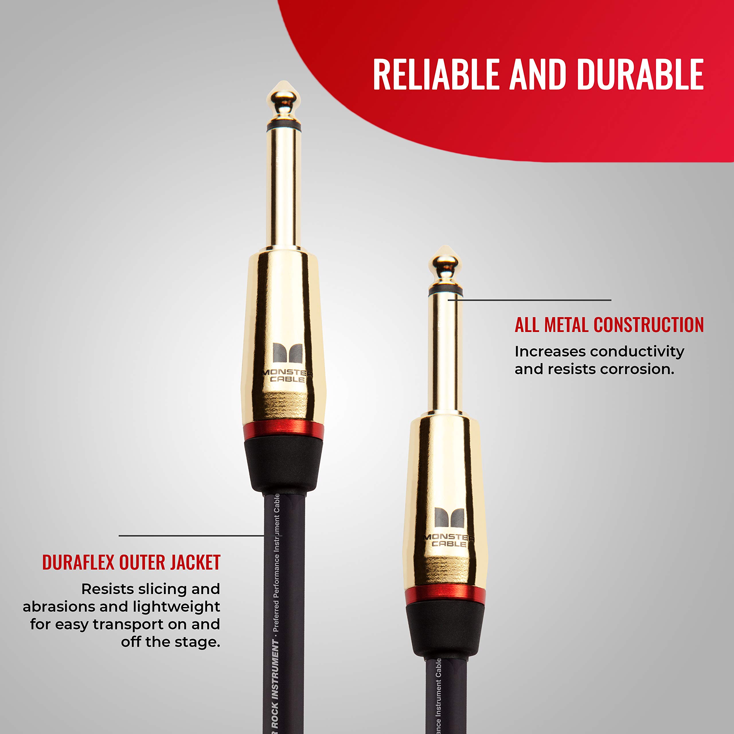 Monster MROCK2W3 3 Ft Prolink Rock Instrument Cable – Straight to Straight