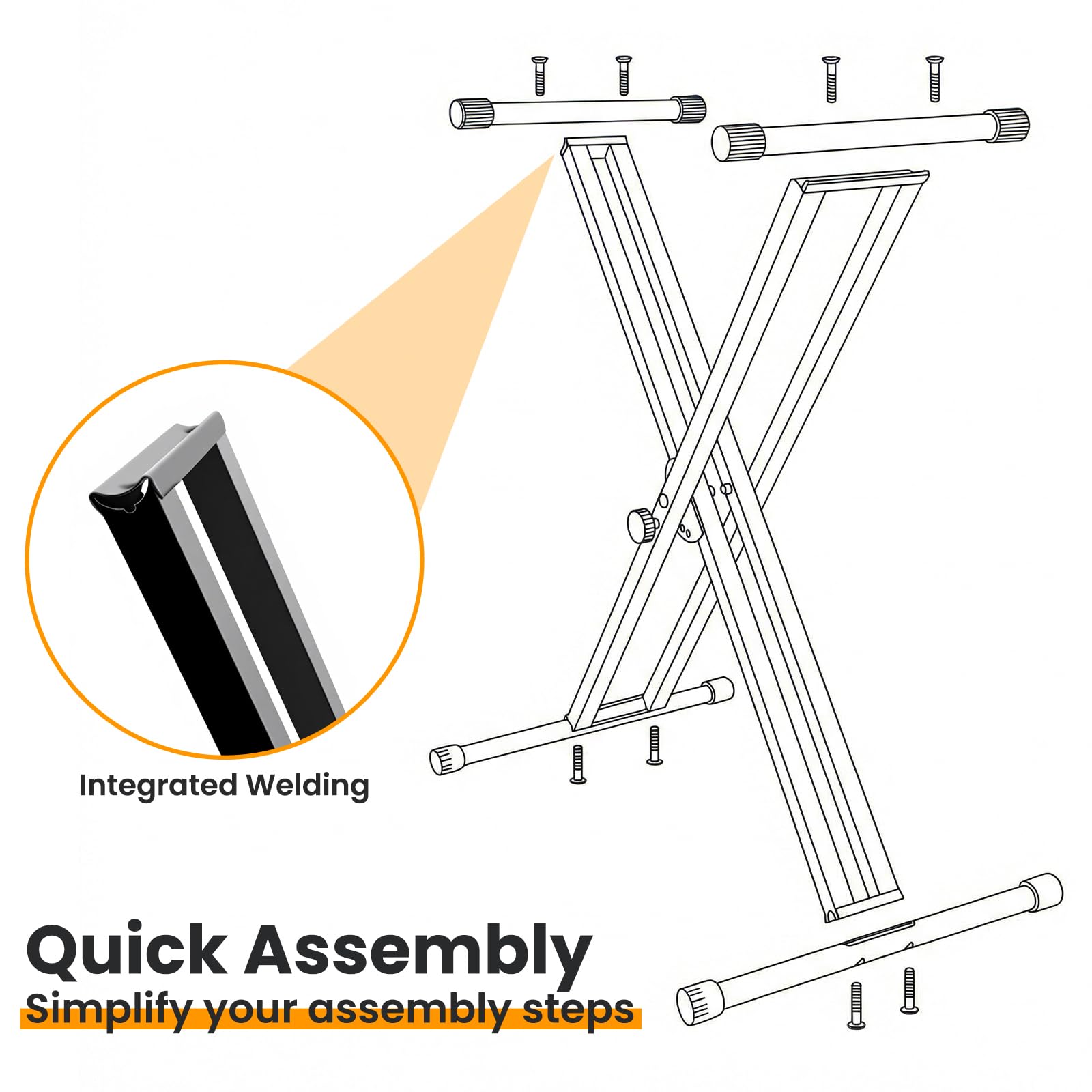 Easily Assembled Piano Keyboard Stand,Heavy-Duty Double-X Piano Stand,Black