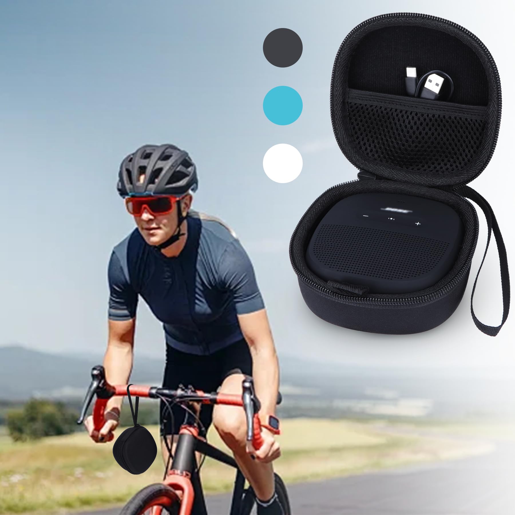 Lebakort Storage Case Compatible with Bose SoundLink Micro Speaker (Light Blue Case)