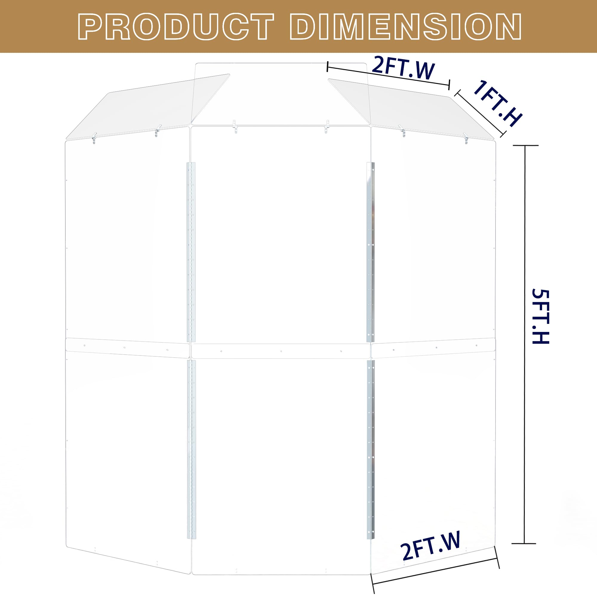 Portable Drum Shield | 3 Panels 2ft x 5ft w/Deflectors | Converts to 2ft x 6ft | Factory-Installed Full-Length Stainless Steel Hinges | Acrylic Drum Sound Barrier | Cage for Church (3 Panels w/Defl.)