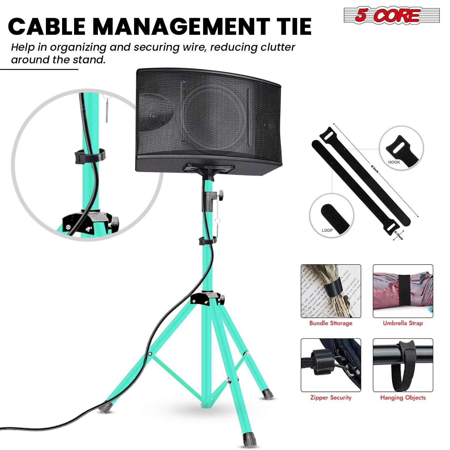5 Core Speaker Stand Tripod Heavy Duty Adjustable Pair for PA DJ Stage & Event Telescoping Height up to 54″ Universal 35 mm Mount with Carry Bag – SS HD 2 PK 4.5 FT WH WB