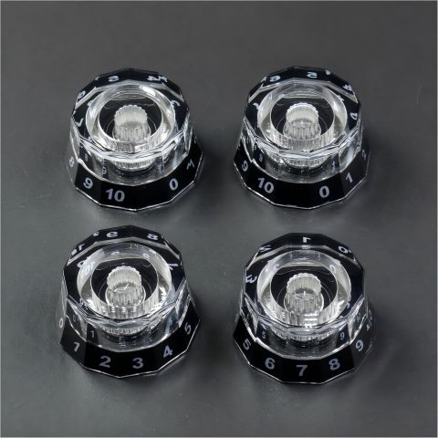 CashBeat 4 Pack Lampshade Guitar Speed Knobs, Clear Black 18 Spline LP SG