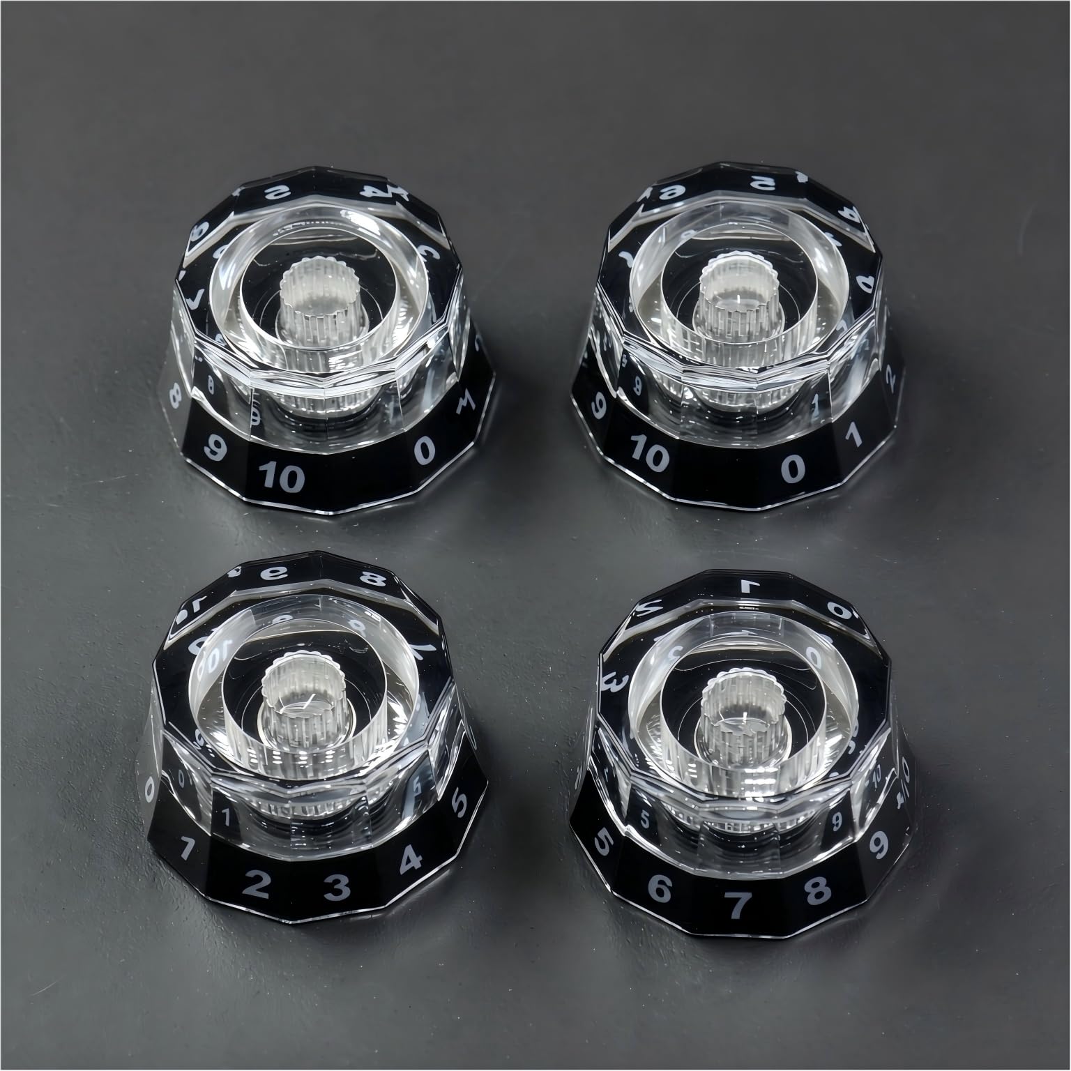 CashBeat 4 Pack Lampshade Guitar Speed Knobs, Clear Black 18 Spline LP SG