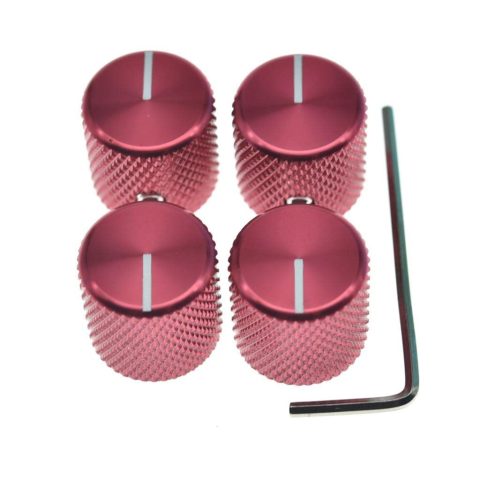 4pcs Aluminium Guitar/Bass Knobs Volume/Tone Control Knob 1/4″ Metal Universal Potentiometer Pot Knobs with Set Screw and Indicator for Tele/Telecaster/P Bass Red