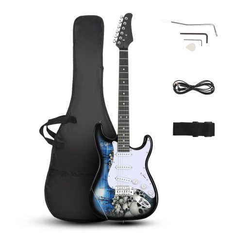 Ktaxon 39 Inch Electric Guitar Solid Body Beginner Kit with Bag Blue White