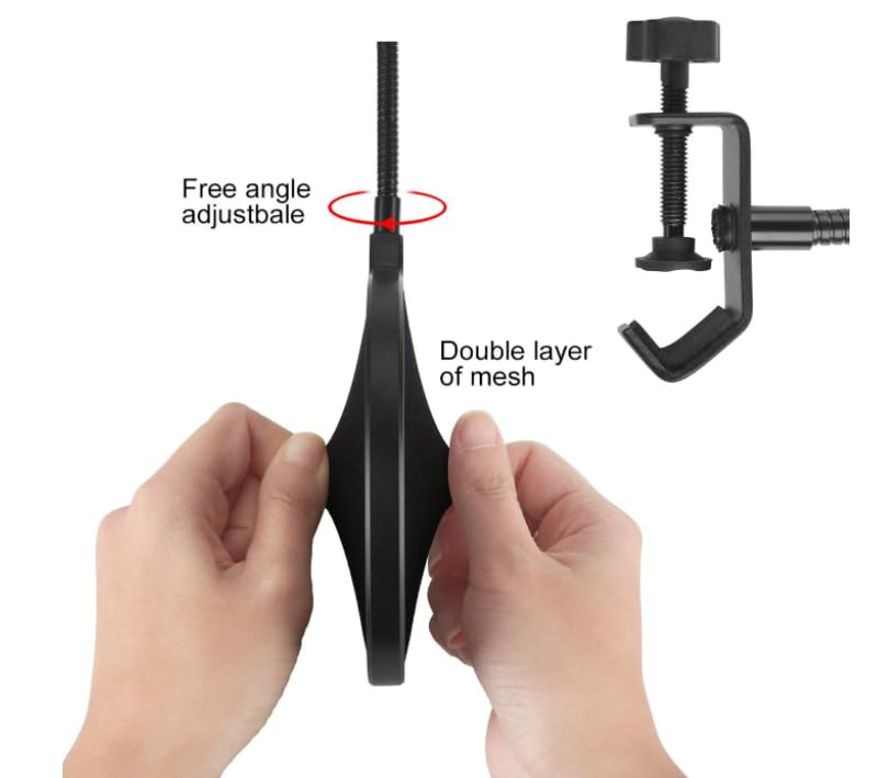 HORNO Professional Microphone Filter Screen with Flexible Gooseneck Mount