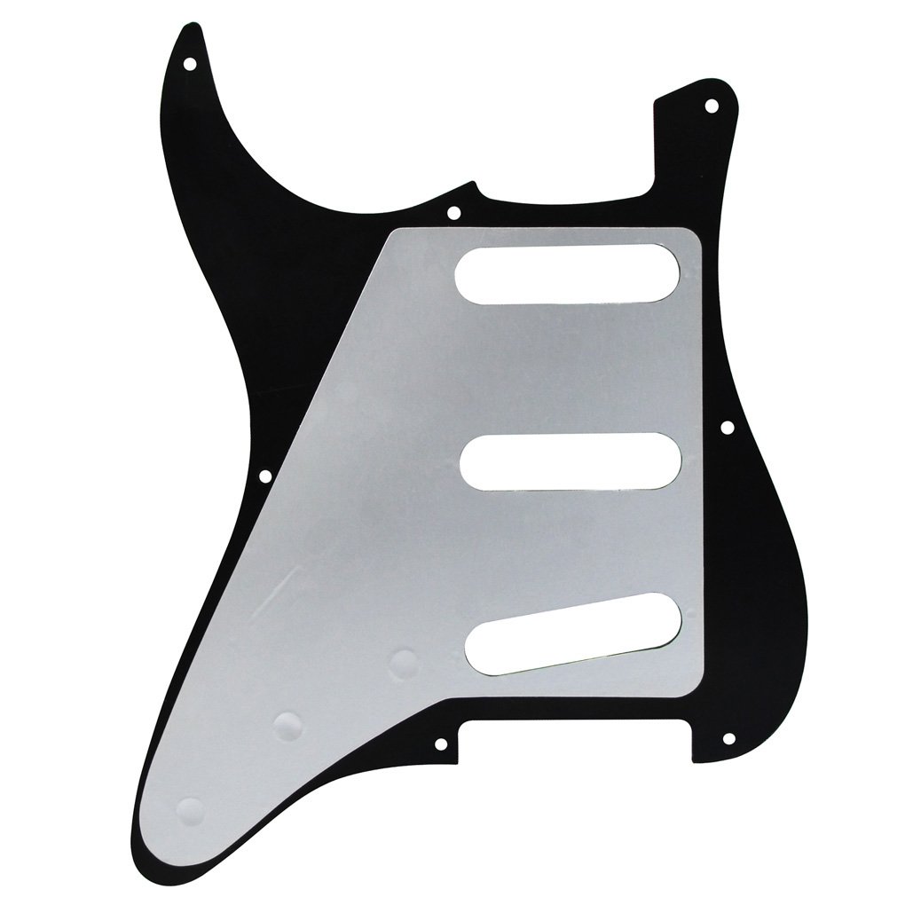 FLEOR SSS 8 Hole Vintage ST Pickguard Guitar Back Plate with Screw for Vintage ST Style Guitar Parts, 1Ply Black