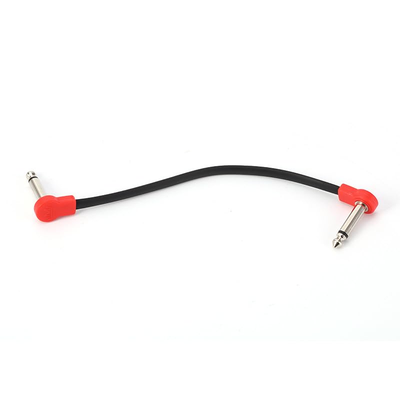 Freleaf Professional Flat Guitar Patch Cables, Noise Free, Save Space, 1/4″ TS Right Angle for Guitar Effect Pedals, 6IN 2 Pack, Red