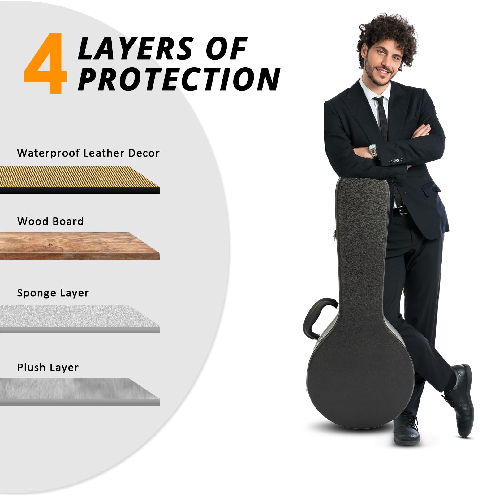 Ktaxon A-Style Mandolin Hard Case Deluxe Leather