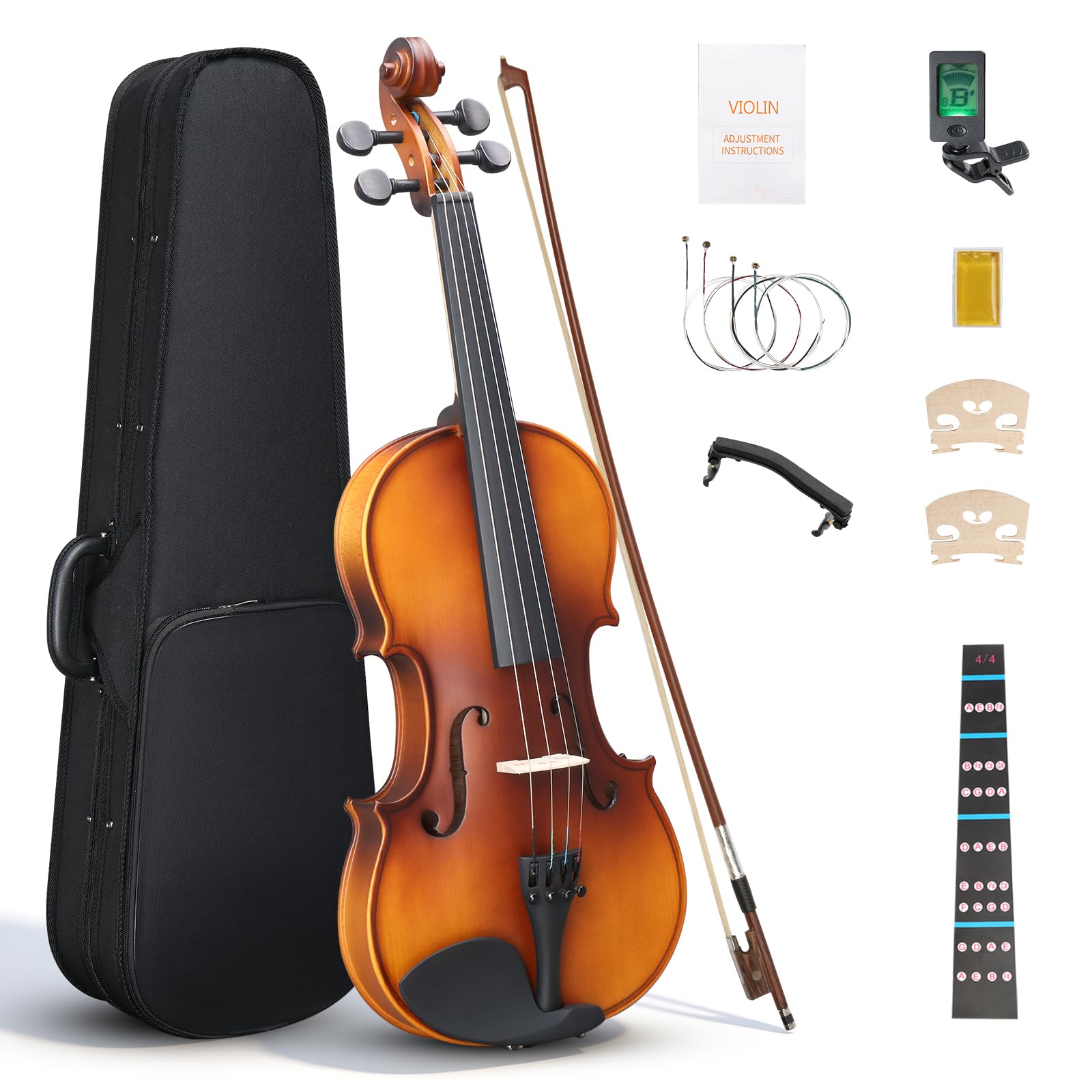 Ktaxon 4/4 Violin Solid Wood, Full Size Acoustic Fiddle Set (Matte)