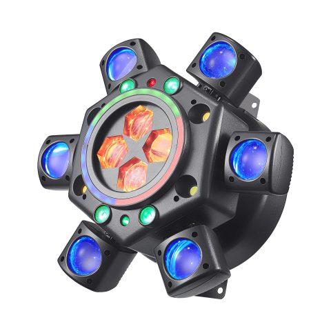 Moving Head Dj Lights for Parties, Disco Lights 6-in-1 LED RGBW 6 Arms Stage Light for Parties Support DMX-512 & Sound Activated, Dj Lighting for Party KTV Wedding Club