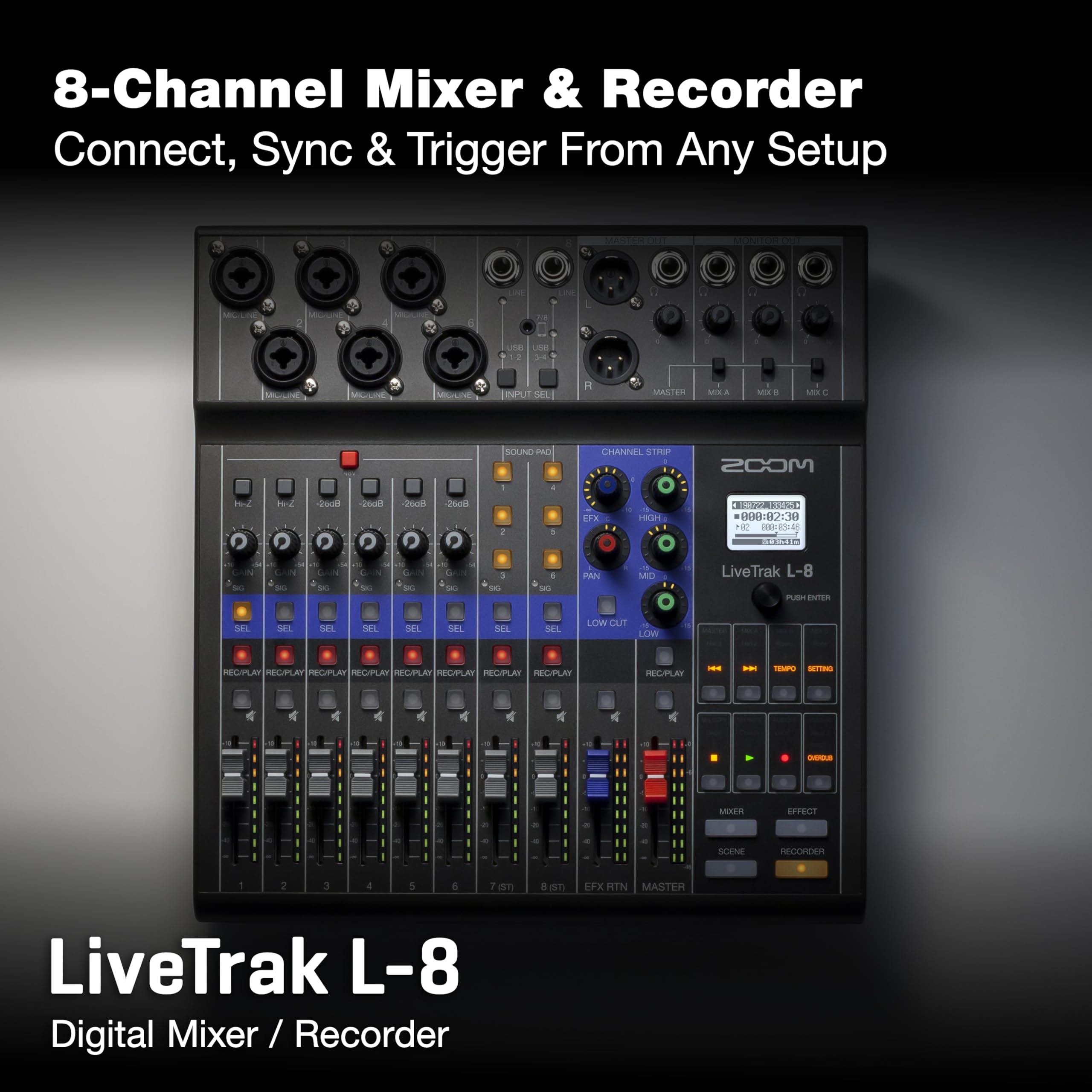 Zoom LiveTrak L-8 Battery Powered Mixer/Recorder for Musicians & Podcasters