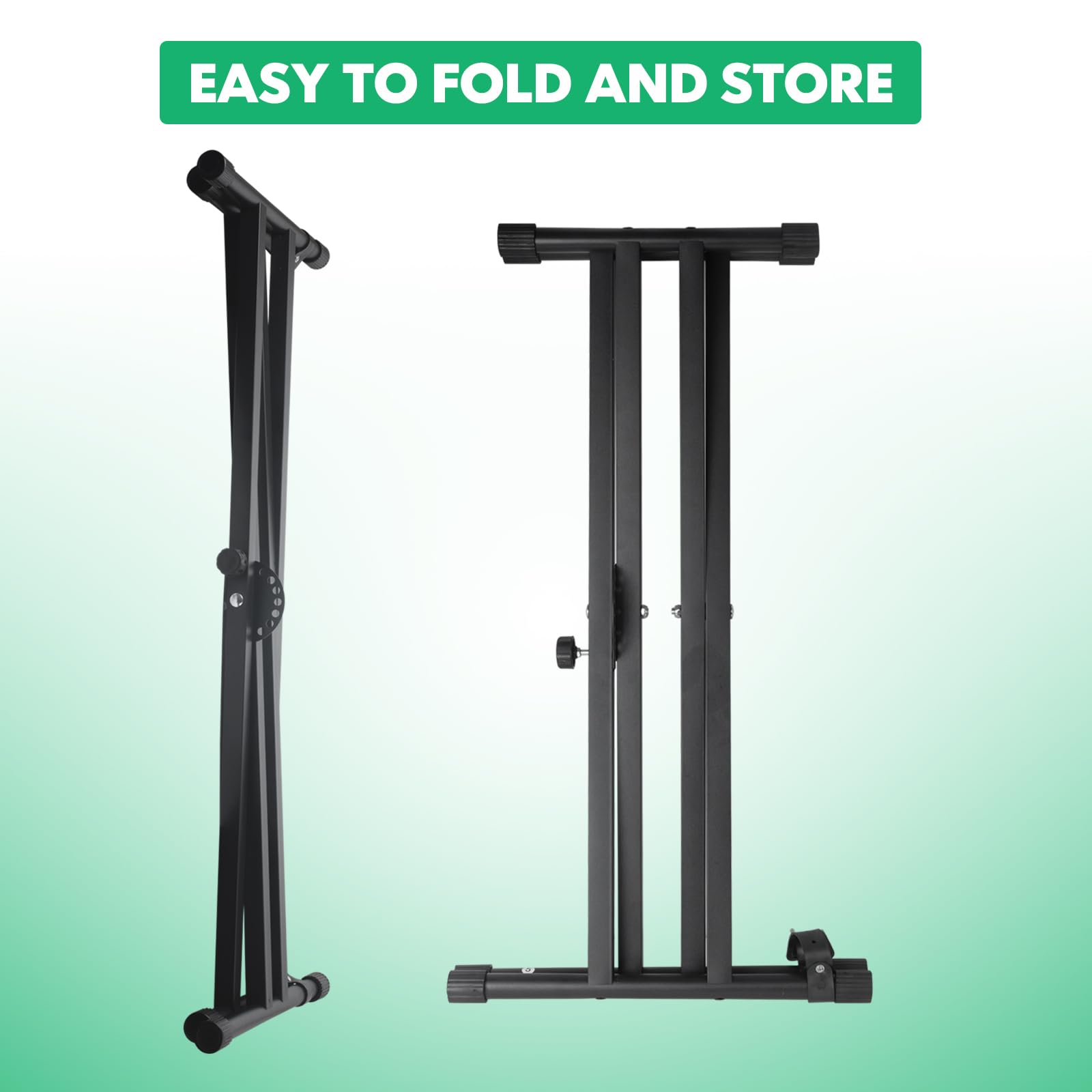 Bazayona Piano Keyboard Stand Double X Heavy Duty Keyboard Stand with Locking Straps, 7 Adjustable Heights