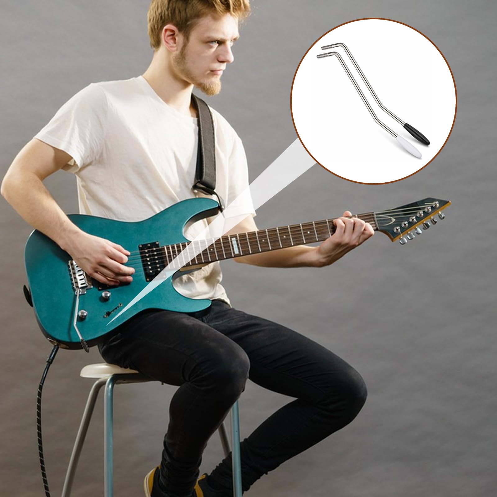 2 PCS 6mm & 5mm Whammy Bar for Electric Guitar, Thread Metal Single Guyker Tremolo Arm Whammy Bar with Tip Compatible with Stratocaster Electric Guitar Tremolo System(Silver, Black)