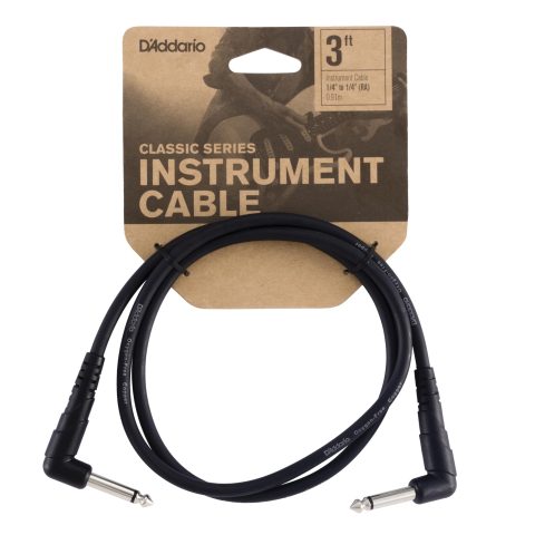 D’Addario Guitar Patch Cable 3 ft Right Angle, 1-Pack