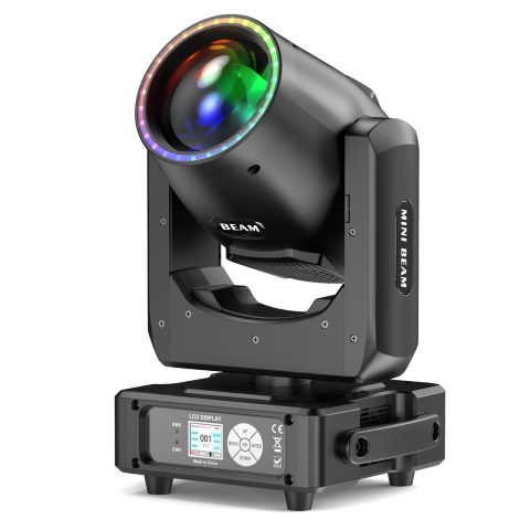 5PCS 350W 7R Beam Moving Head Light with RGB LED Strip,DMX512 Control Sound Activated Prism Fog Rainbow Effect,48 Prism & 14 Gobos 14 Colors,Auto Correction for Stage DJ Concert Theater