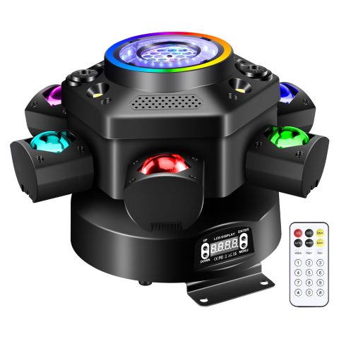 Sklydron Moving Head DJ Lights with Abyss Tunnel Beam Effect,540°X & 180°Y Multi-head rotating beam,6-Arm Stage Lights with Ring Light Supports Starlight,Sound Activated for Disco Club Wedding Party
