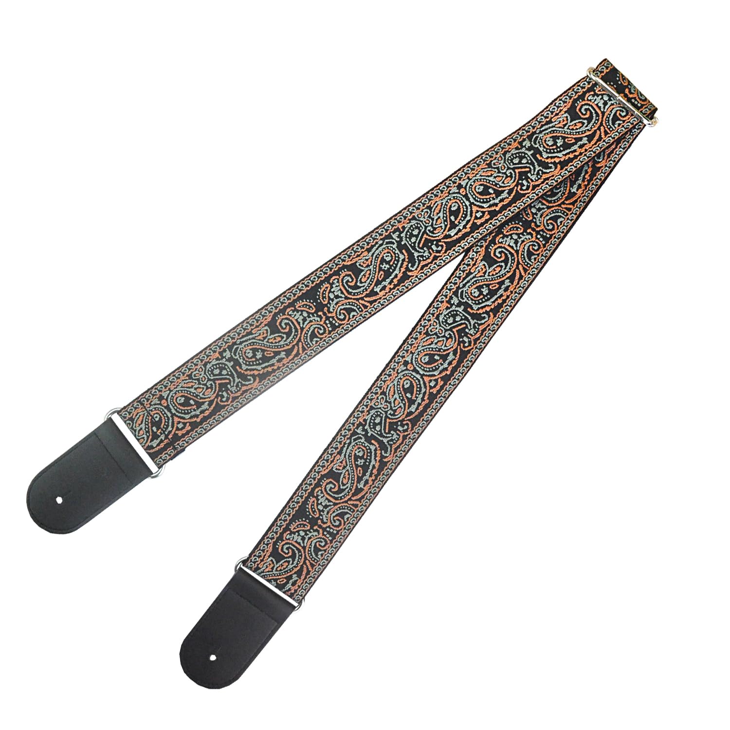 Farcaya Guitar Strap Jacquard Embroider Weave Adjustable Shoulder Strap with 2Strap Lock Button 3Picks Headstock Strap (Green and Yellow)