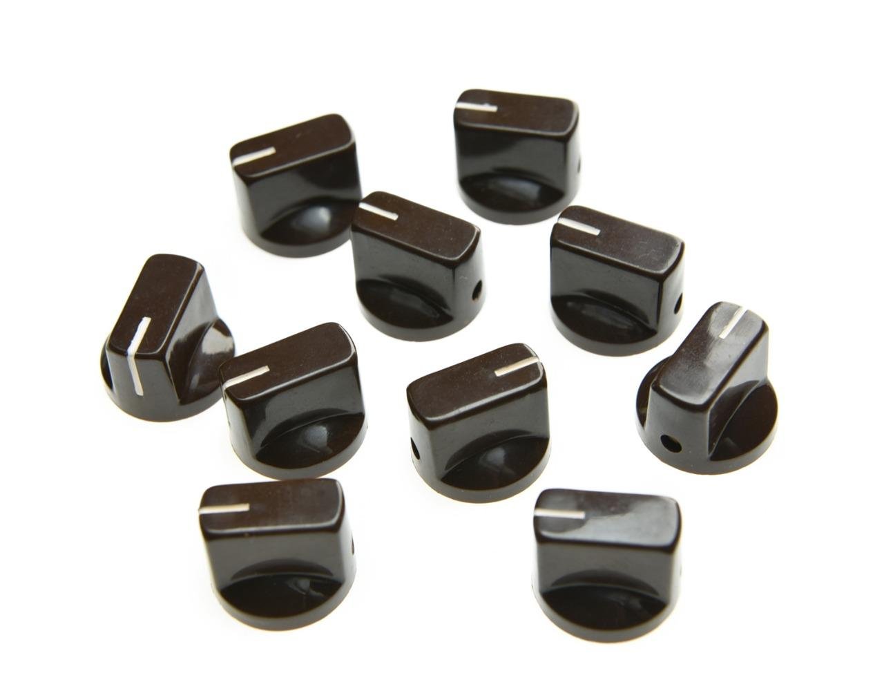 KAISH 10pcs Guitar AMP Effect Pedal Knobs Pointer Knob with Set Screw Brown