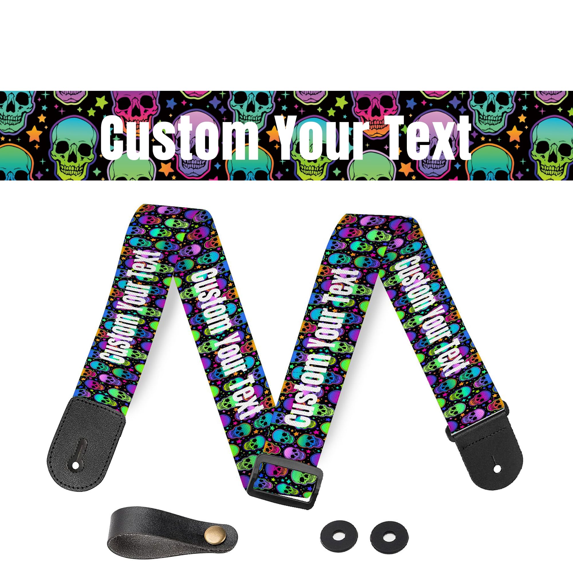 HSIAHOU Guitar Strap Acoustic Guitar Straps Personalized Guitar Strap bright skulls Strap