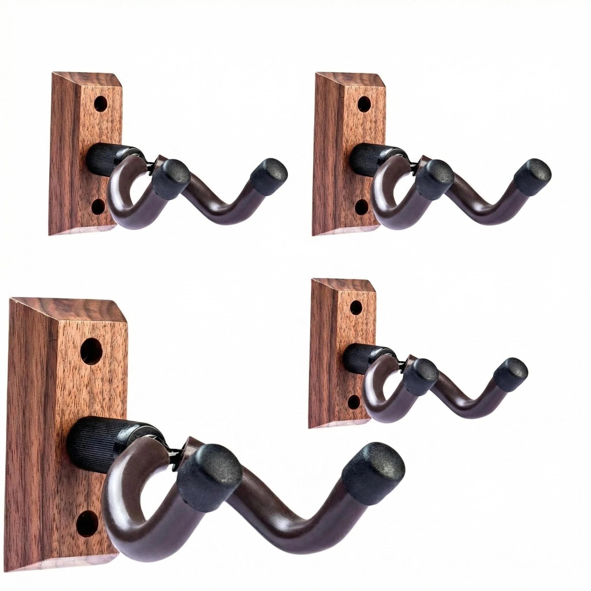 CC CAIHONG Guitar Wall Mount Hanger 4 Pack, Hardwood Guitar Wall Hangers Hooks Holder Stand Display with Screws – Easy to Install – Fits Guitars, Bass, Mandolin, Banjo