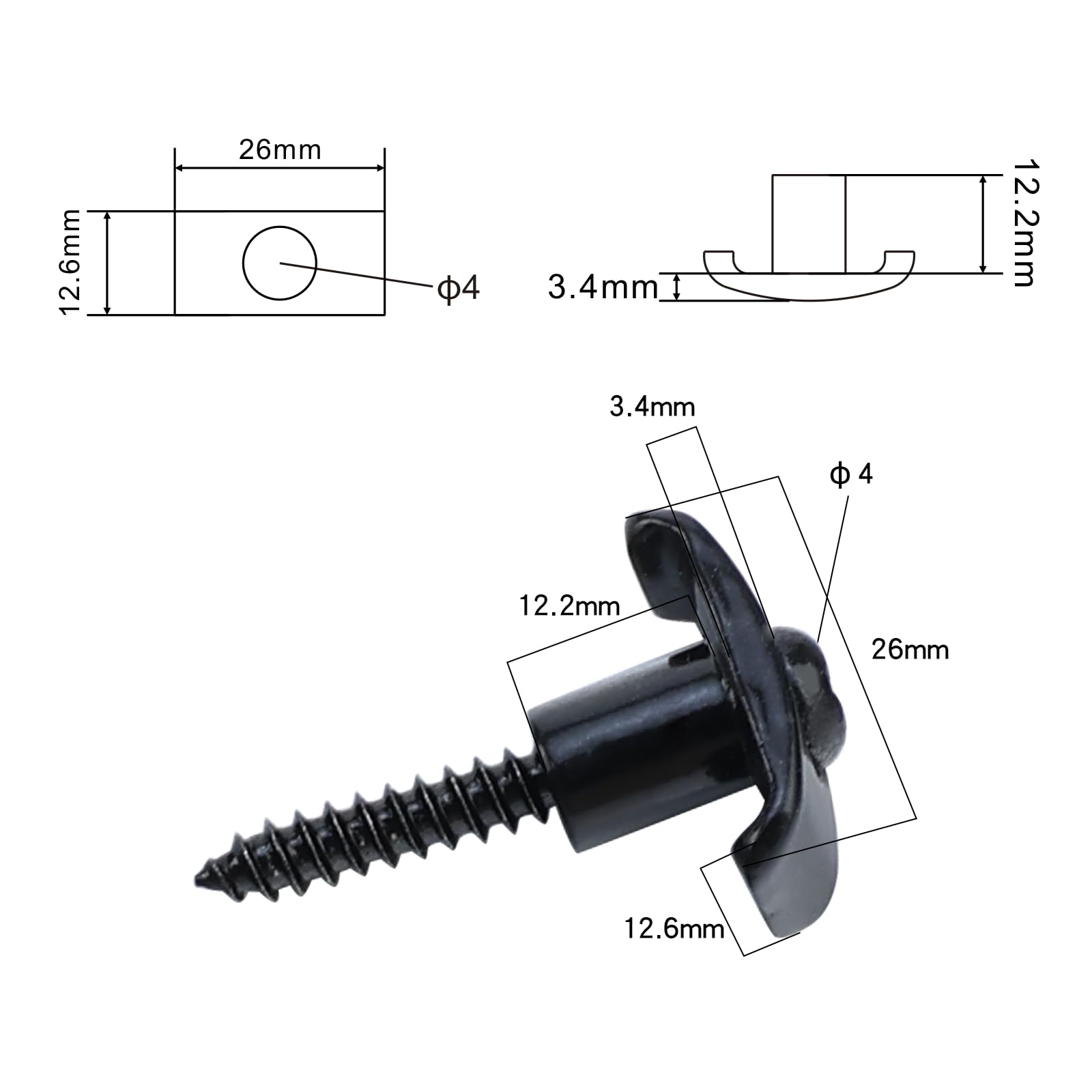 OVSAL 2 PCS Electric Guitar String Guide/Retainer Zinc Alloy String Trees for Electric Guitar Replacement Parts Black