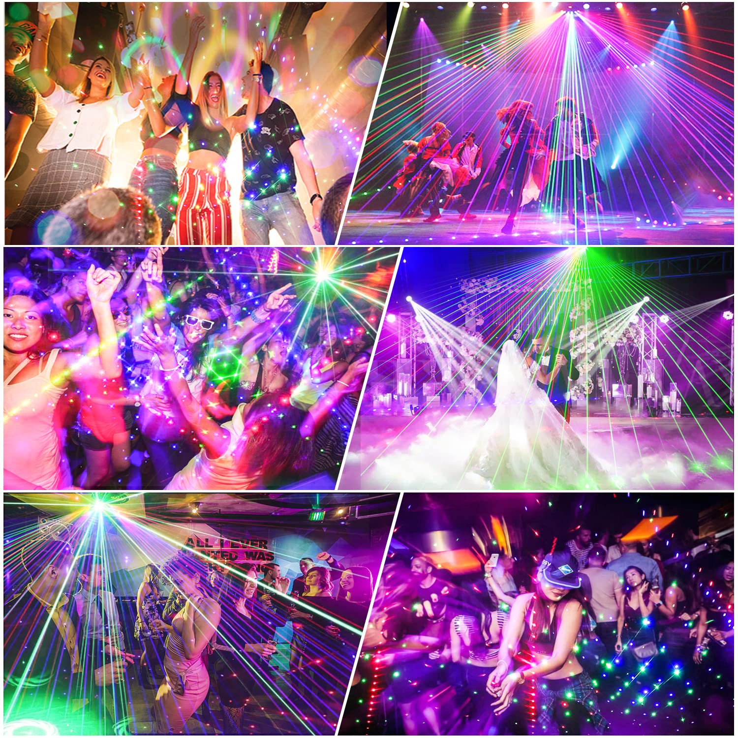 U`King Party Lights DJ Disco Light,9 Lens Stage Lighting Support DMX512 and Sound Activated with Remote Control Laser Lights for Parties Birthday Wedding Karaoke Bar KTV Club Stage Live Show(4 PCS)