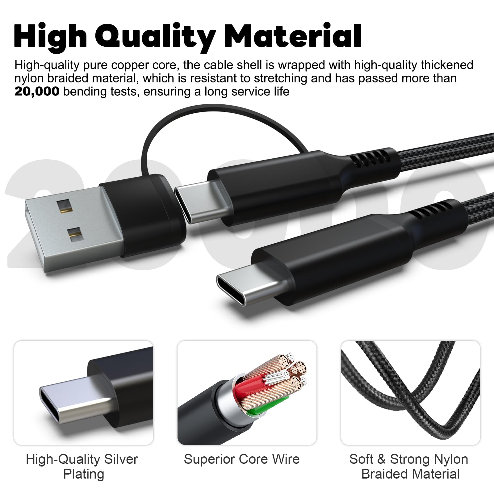 USB A/C to Type C Microphone Cable Cord Compatible with Fifine AmpliGame A6V/ A6T/ AM8/ K688/ A8, HyperX SoloCast, QuadCast 2/S/2 S, Logitech G Yeti GX, TONOR TC30, Elgato Wave 3, Wave Neo Mic (6.6FT)