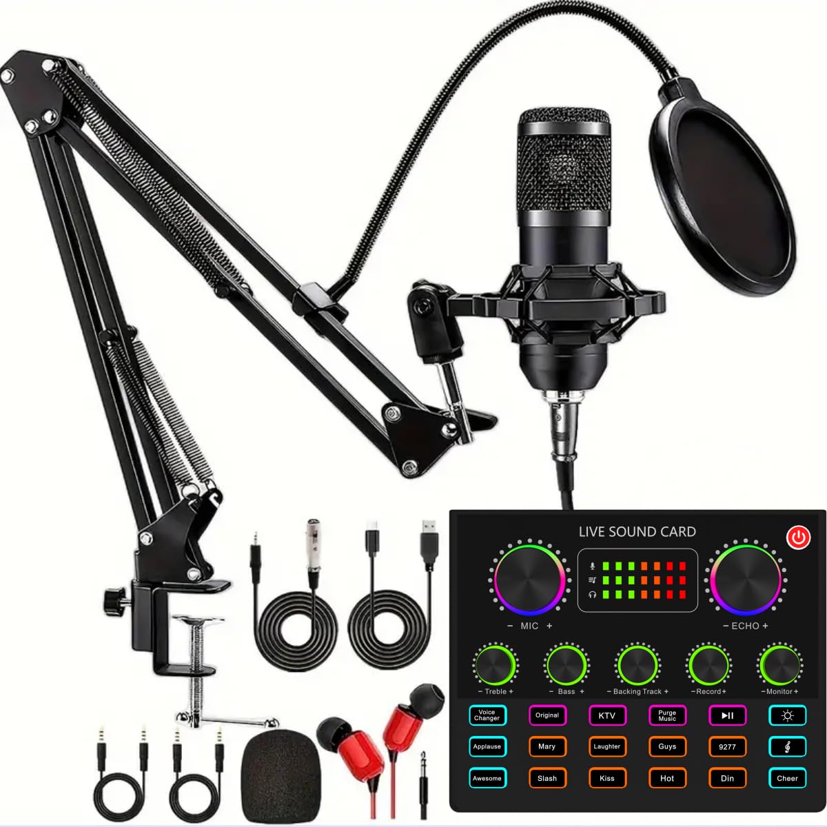 sktome Podcast Equipment Bundle, V8max Voice Changer with Podcast Microphone Bundle – Studio Condenser Microphone Perfect for Podcasting, Recording, Singing, Streaming and Gaming