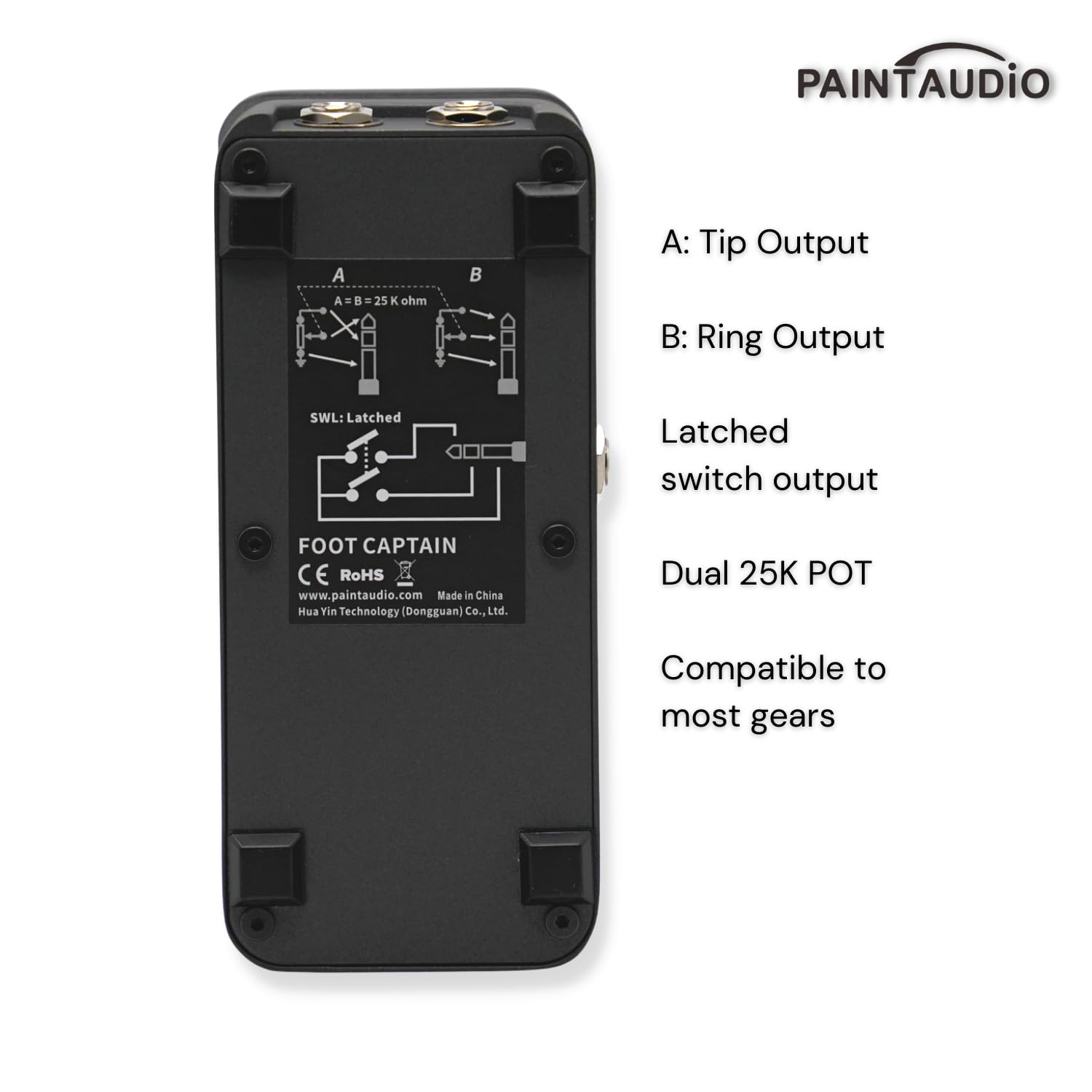 Paint Audio Foot Captain Dual Outputs Expression Pedal Multi-effects Compatible for Tip/Ring Connection (Foot Captain-SWL)