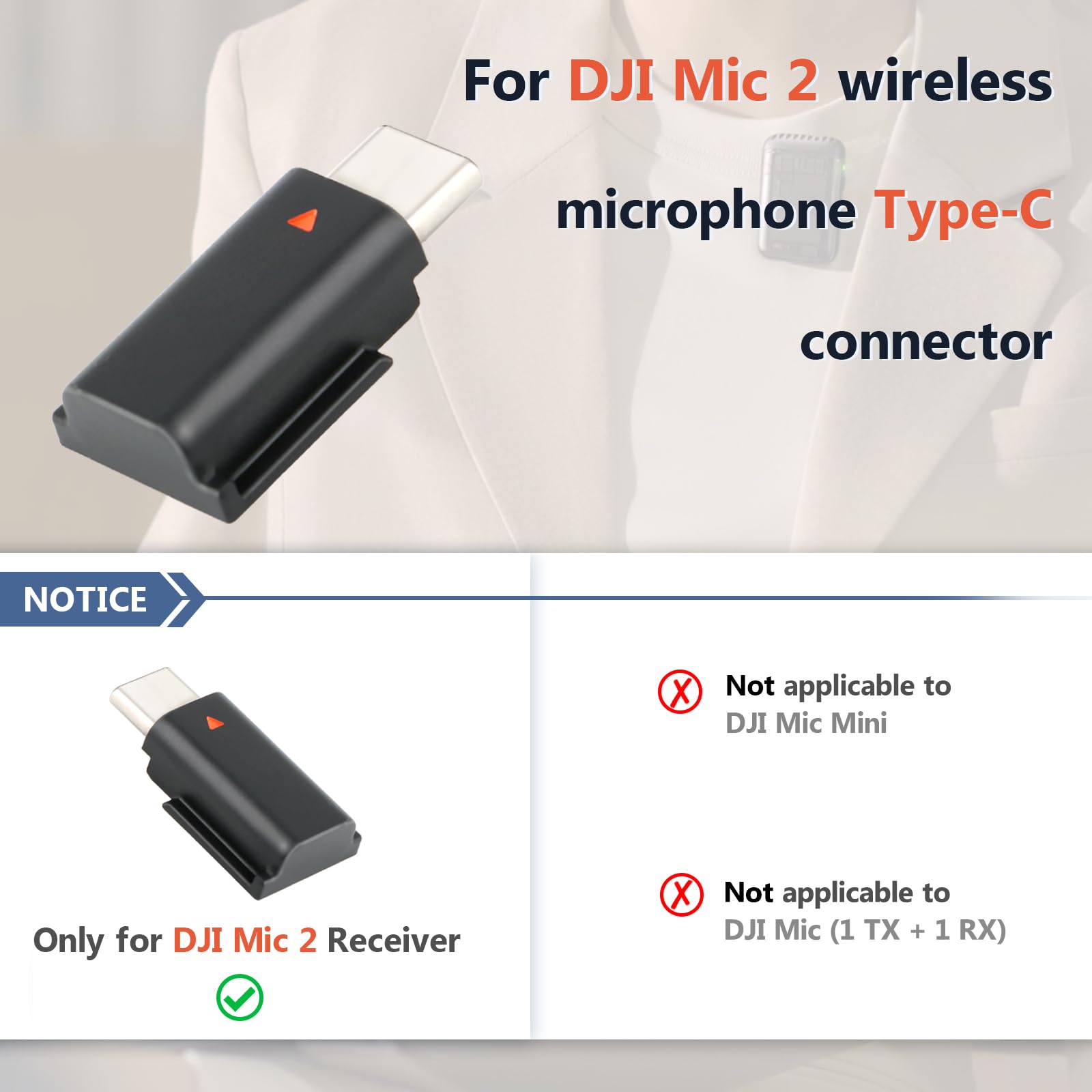 for DJI MIC 2 Adapter Type-C Phone Wireless Microphone Receiver for Mic 2 Type-C Adapter Phone Tablet USB Mic Accessories
