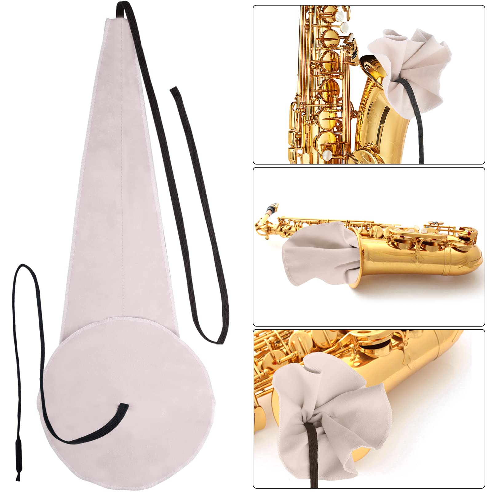 Saxophone Cleaning Kits with Case for Sax and Clarinet Flute Trumpet Instruments,8PCS Saxophone Mouthpiece Cushion,Mouthpiece Brush Microfiber Cleaning Cloth(Beige)