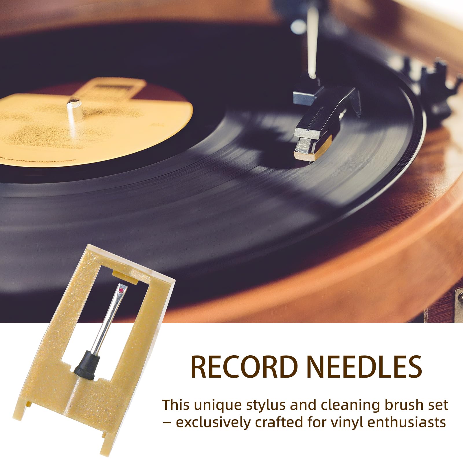3 Pack Ruby Record Player Needles, Replacement for Crosley Victrola ION Jenson Boytone Turntables, with Stylus Cleaner Brush (Light Tan)