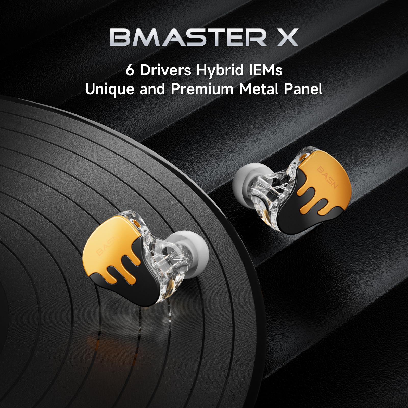 BASN BmasterX Hybrid In Ear Monitor Headphones for Musicians, Orange-Black