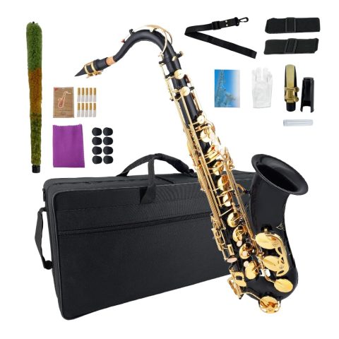 YoungMonic Tenor Saxophone B Flat Tenor Sax Bb Tenor Saxophone for Beginners Students with Mouthpiece Reeds Cleaning Cloth Carrying Case