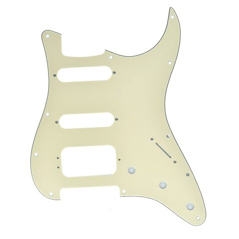 Dopro 11-Hole Strat HSS Guitar Pickguard 3-Screw Humbucking Pickup Mount Fits American Fender Stratocaster Cream 3 Ply