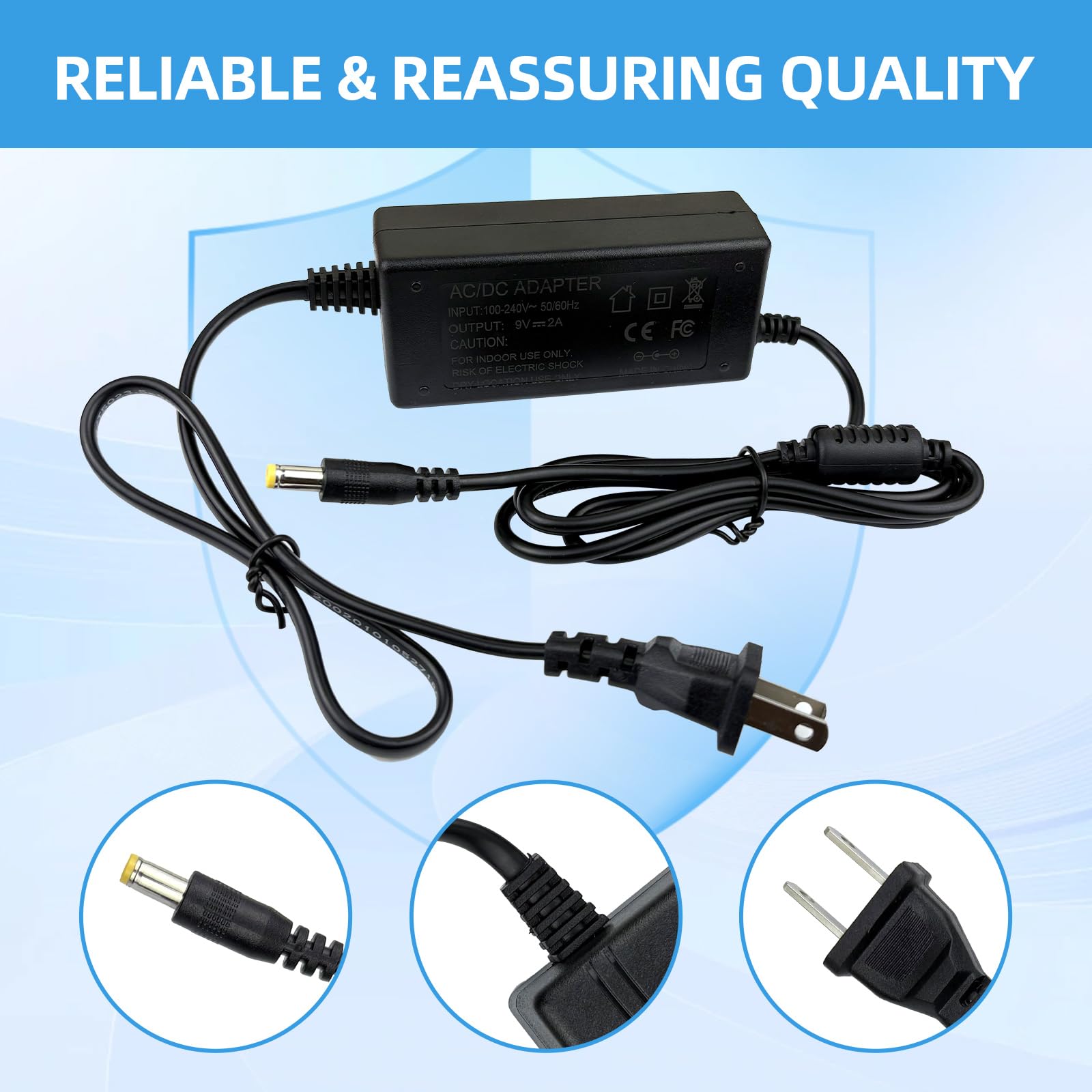 Fesasn 9V AC/DC Adaptor for Alesis Drum Power Cord