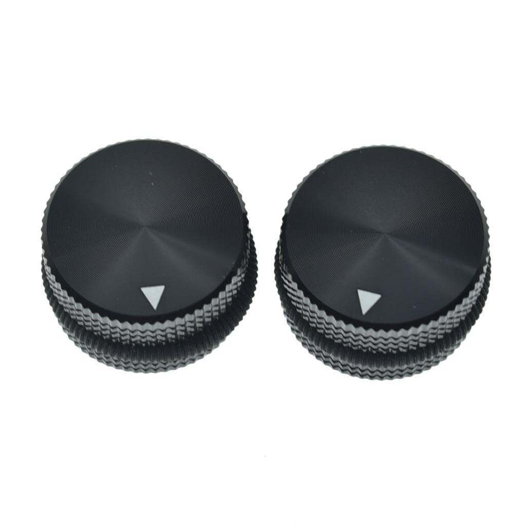 KAISH 2-Pack 63/64″(25mm) Diam. Aluminium Potentiometer Knobs 1/4″ Universal Metal Pot Knobs for Guitar/Bass/AMPS Amplifier/Power Amplifier/Preamps/Audio Equipments Black with Black Rubber o-ring