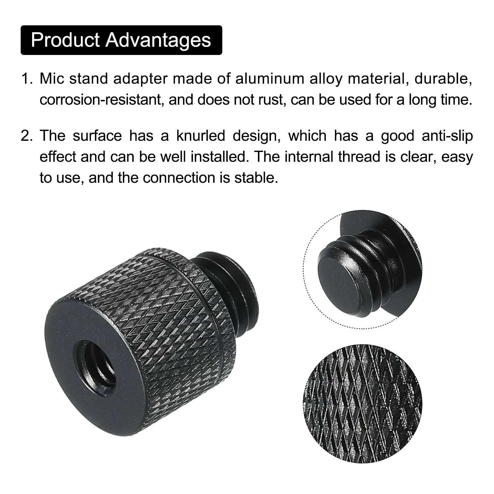 MECCANIXITY Mic Stand Adapter 1/4 Female x M10 Male Camera Screw Thread Adapter for Microphone Tripod Stand Black 2 Pack
