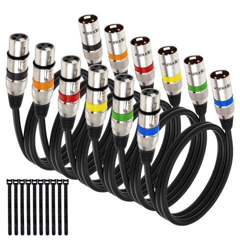 xyaudio Balanced XLR Cable, 3ft 6 Packs, 3 Pin Male to Female Microphone Cable, XLR to XLR Mic Cable for Speaker or PA System, PVC Jacket