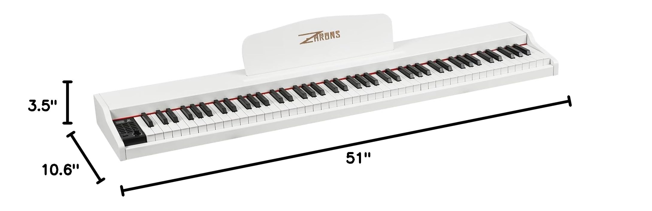 ZHRUNS Digital Piano 88 Key Weighted, Full Size Electric Keyboard Piano for Beginners, Portable Piano Keyboard with Sheet Music Stand, Sustain Pedal, Power Adapter, White (Keyboard Only)