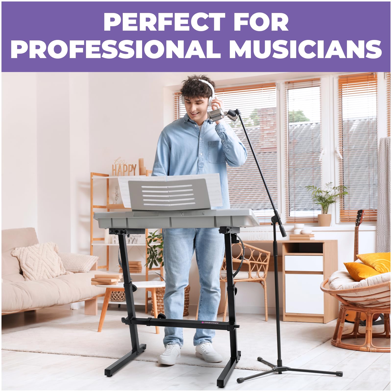 Liquid Stands Piano Keyboard Stand Foldable for Musicians, Sturdy Z-Style