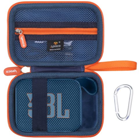 Aproca Case Compatible with JBL Go 4 / Go 3 Ultra-Portable Waterproof Dustproof Bluetooth Speaker, Portable Storage Bag for Accessories -Blue (Case Only)