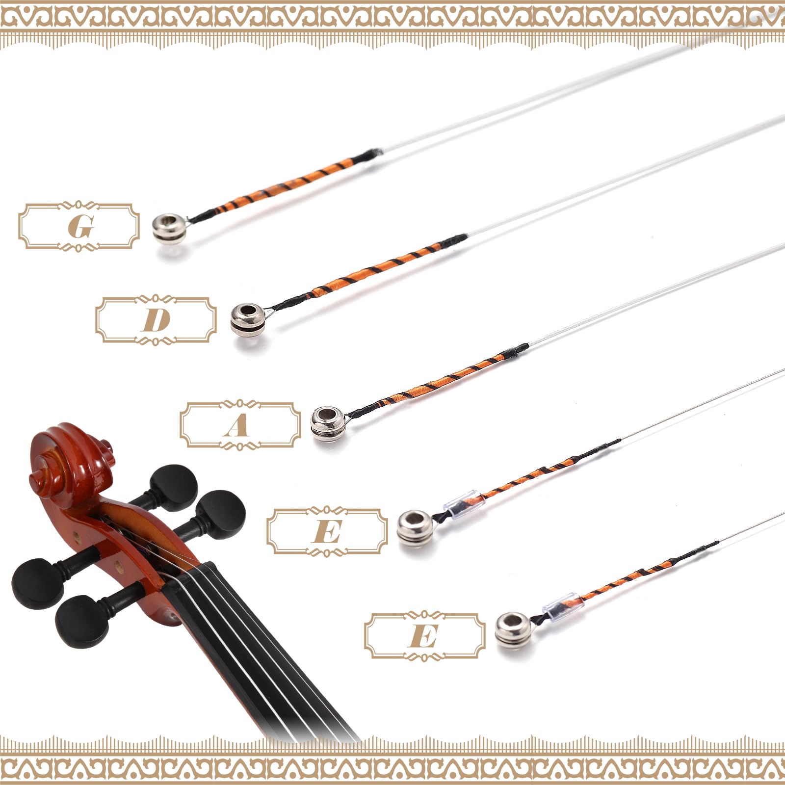 MorMoxe Violin String – Violin Strings 3/4 Full Set (G-D-A-E-E’) – Steel Core for Superior Performance – Al-Mg Winding for Enhanced Sound – Violin Accessories