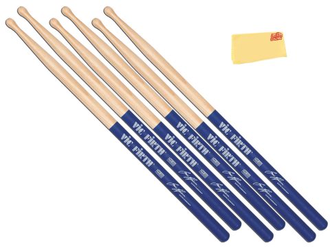 Vic Firth Signature Series Gavin Harrison Drumsticks – 3‑Pack Bundle with Austin Bazaar Polishing Cloth