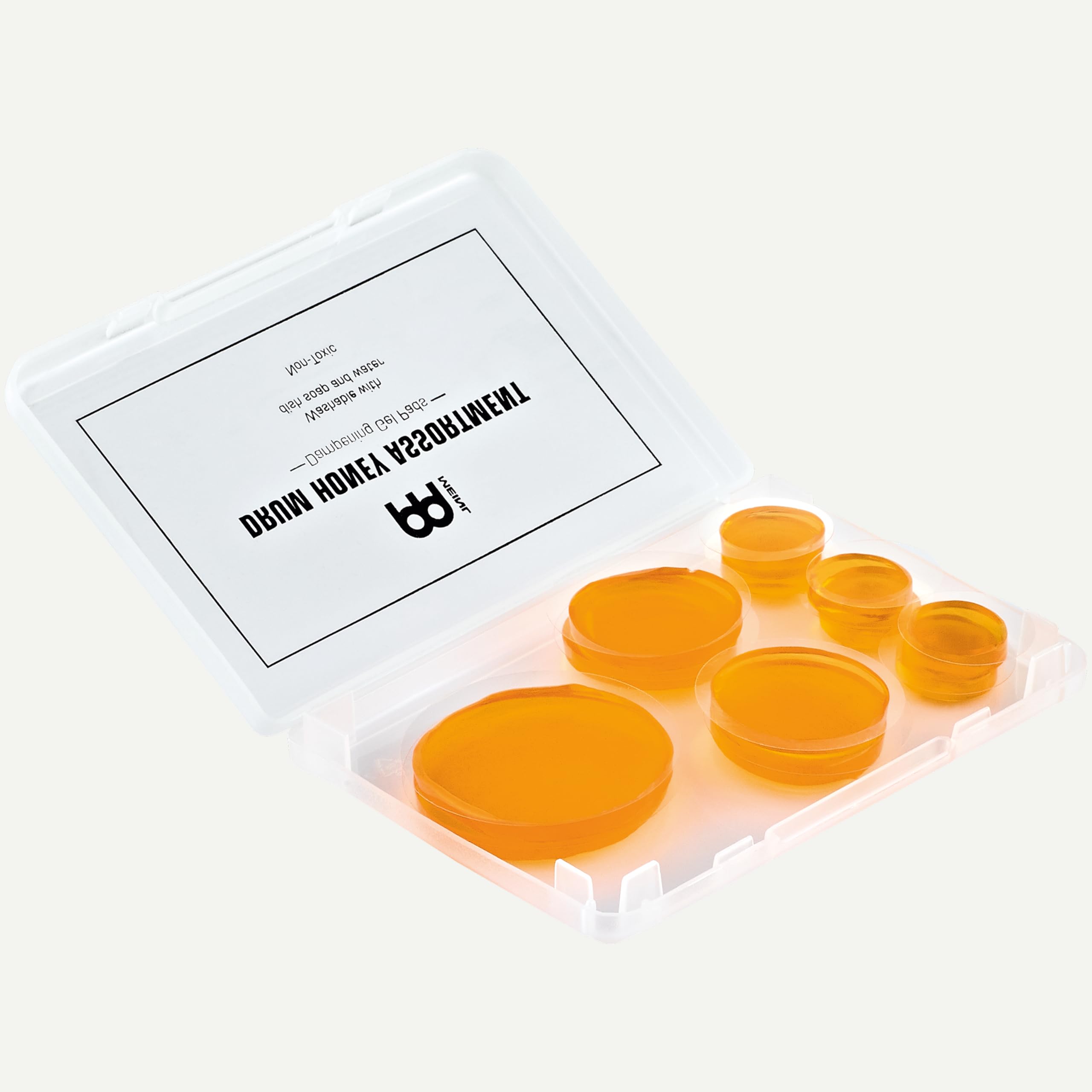 Meinl Cymbals Drum Honey Dampening Gel Pads for Drums and Cymbals with Container and Dividers, Reduce Vibration and Ring, 12-pc Assortment with Varying Sizes